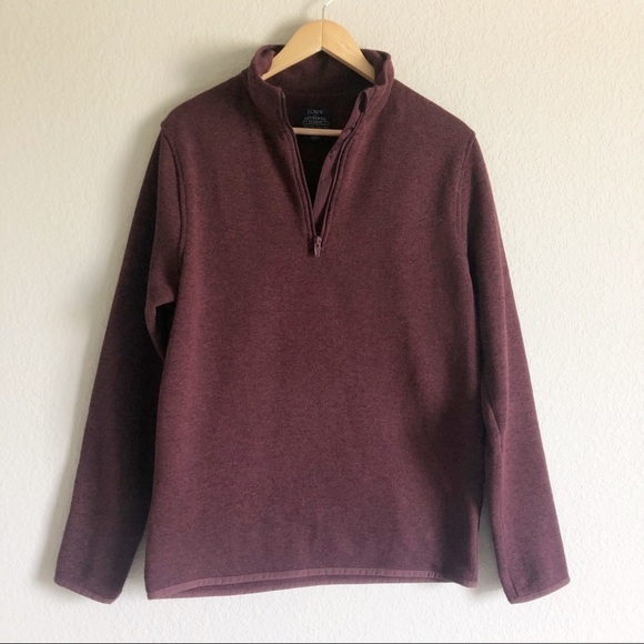 J. Crew Sweater Fleece Half-Zip Pullover Bordeaux Unisex - Picture 1 of 10